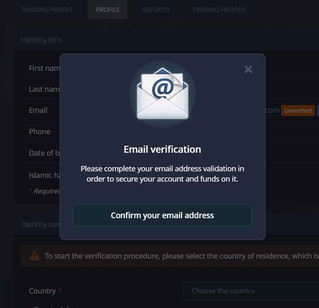 Email verification notification