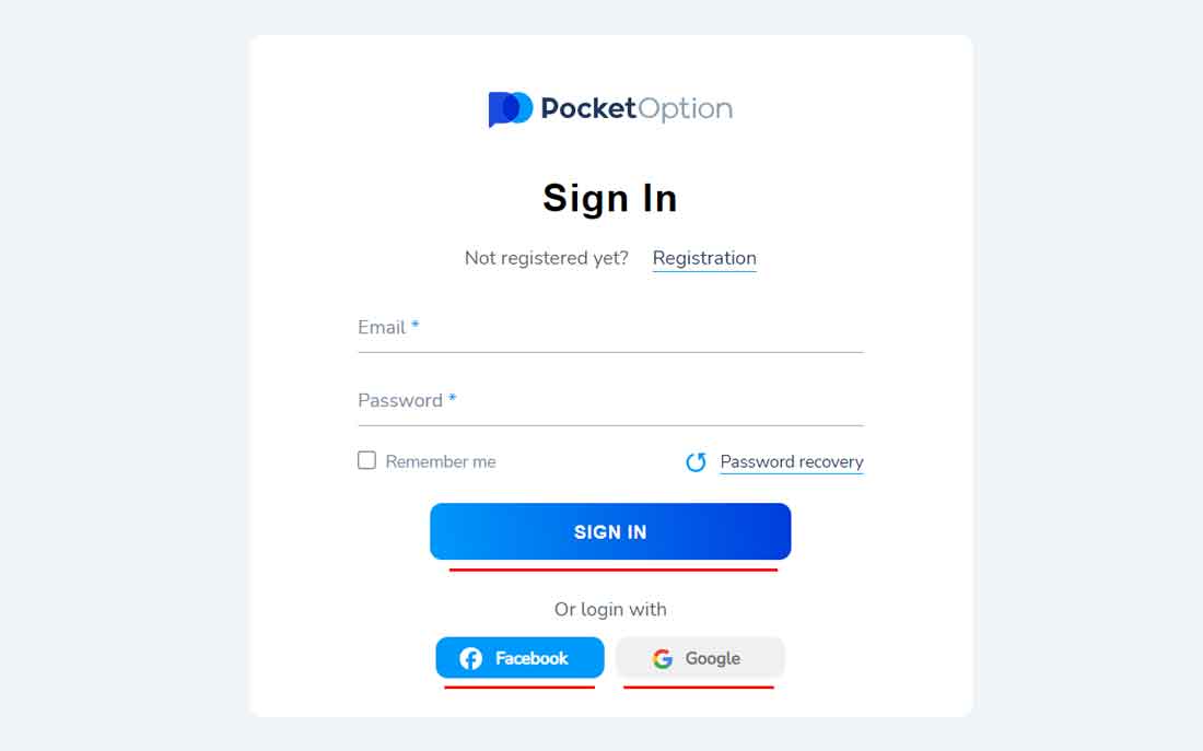 Sign In page